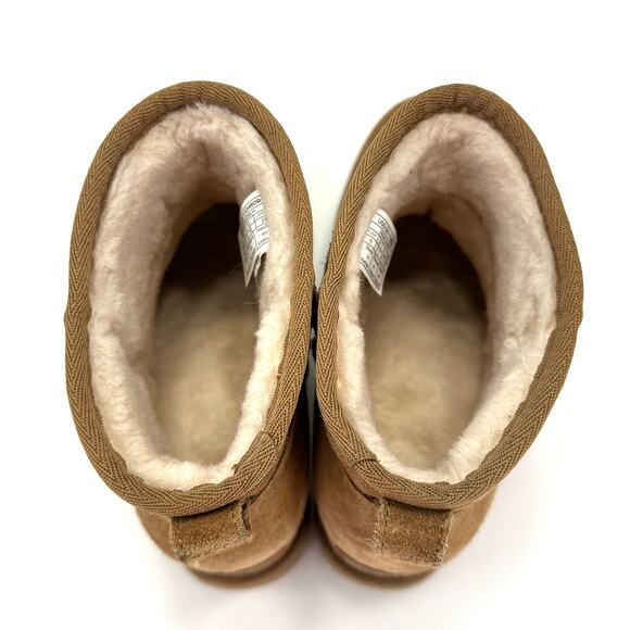 UGG Classic Femme Mini Hidden Wedge Heel Ankle Boot Size 9 Chestnut Suede Bootie - Picture 13 of 15